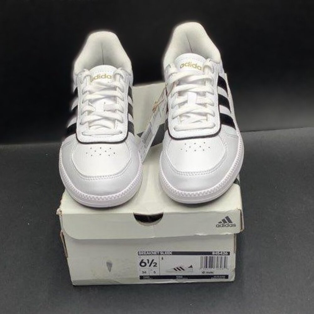 NWT Adidas Women's Size 6.5  Breaknet Sleek White Black Sneaker